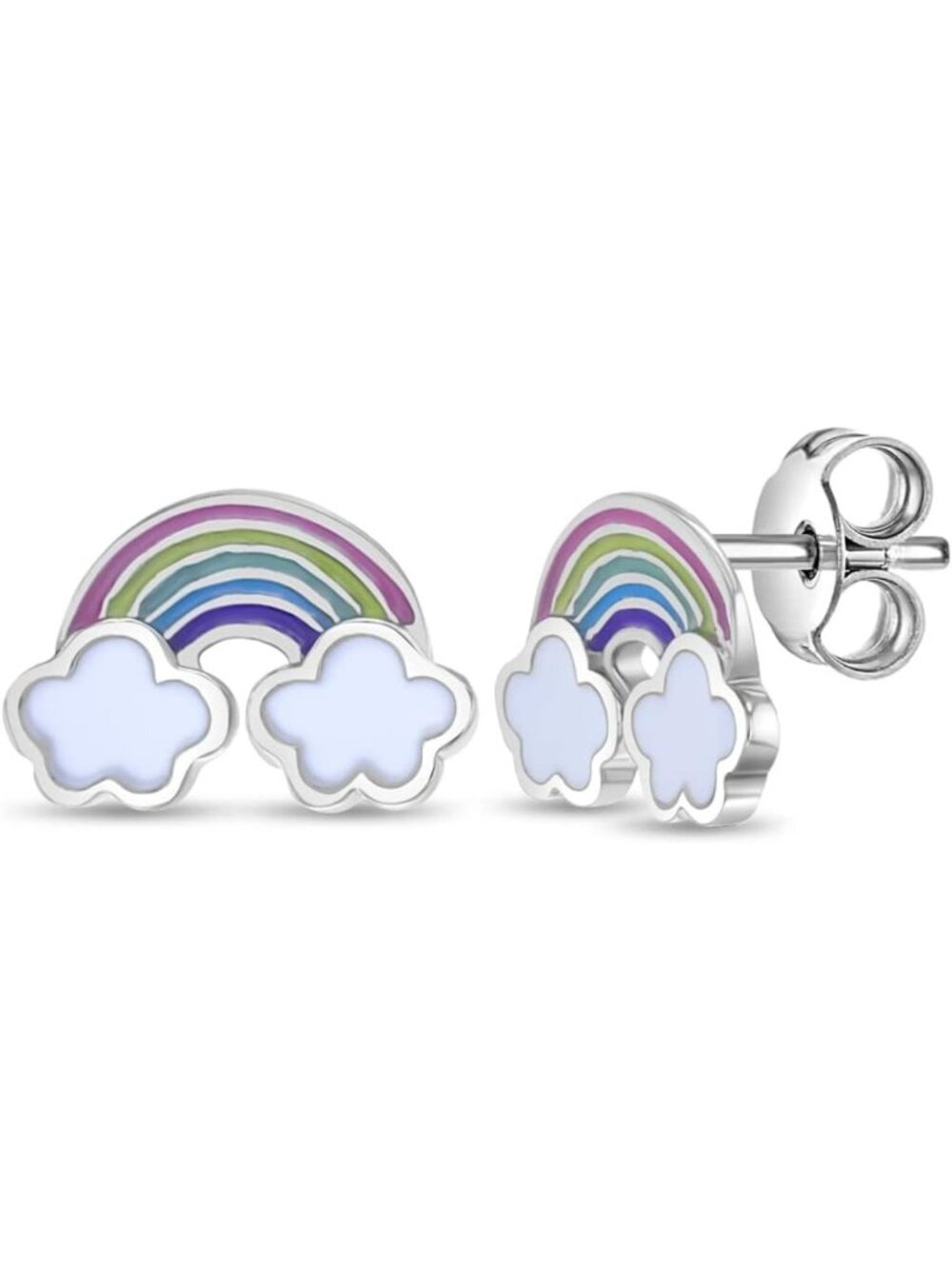 Colorful Rainbow Stud Earrings - 925 Sterling Silver, Hypoallergenic Jewelry